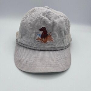 Vintage Falcon Headwear Corduroy Hat – Brown Dog Embroidery – Made in Korea –